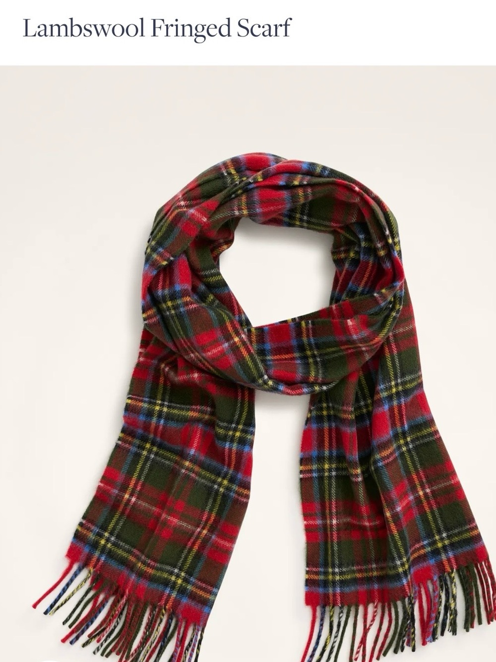 NWT! Brooks Brothers Tartan Lambswool Fringed Scarf